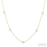 1 1/2 ctw Bezel Set Oval Cut Diamond Station Necklace in 14K Yellow Gold